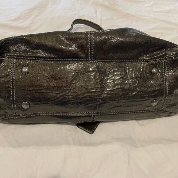 Coach Patent Leather Garnet Turnlock Satchel in Pewter (Style No. 13926) - Picture 5 of 14